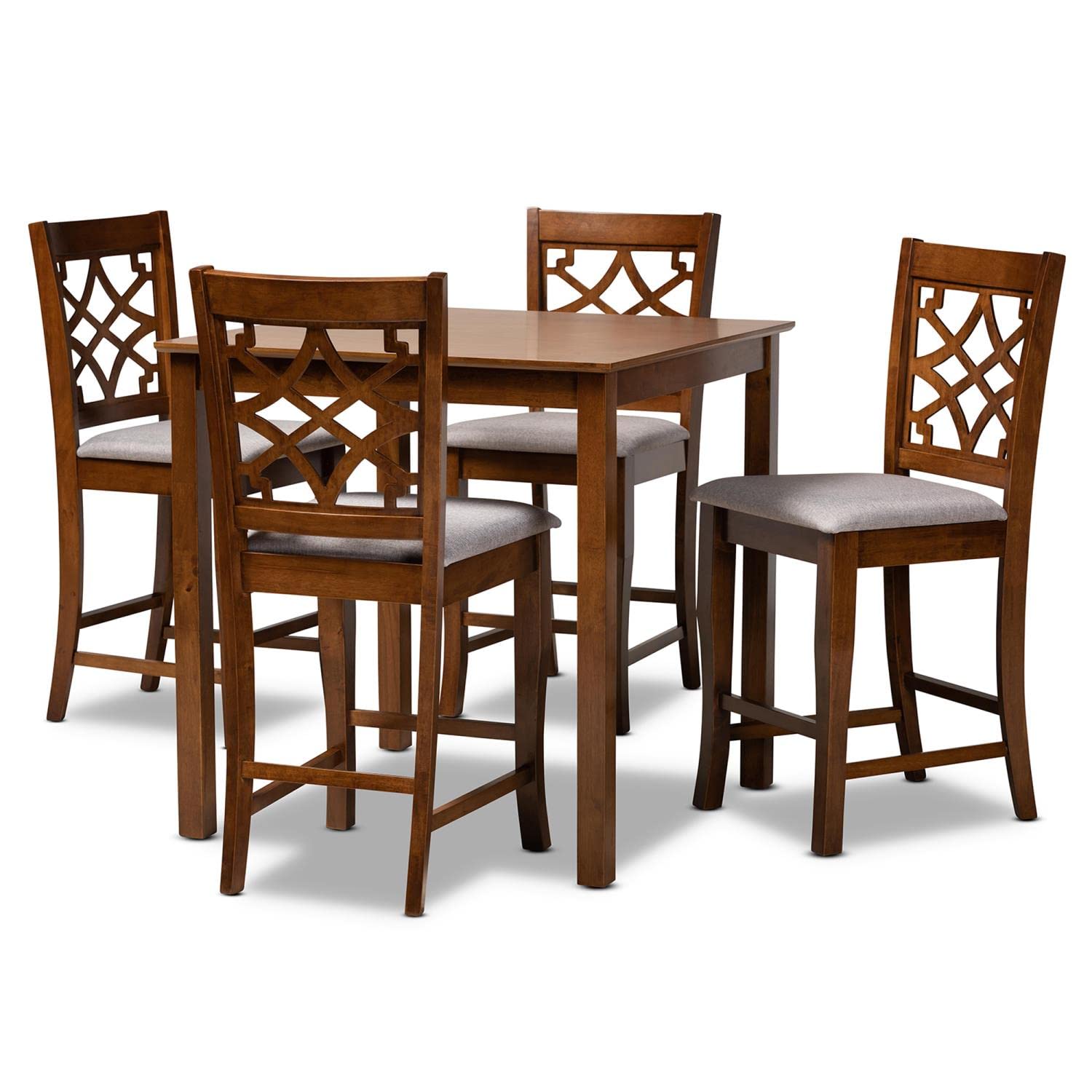 Baxton Studio Nisa Grey Brown Finished Wood 5-Piece Pub Set